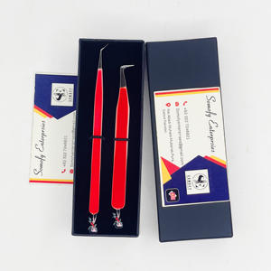 Pinzas para pestañas profesionales de acero inoxidable hechas a medida Betty Boop, diseño rojo, longitud de 10mm para fibra de volumen sostenible - Product Image 4