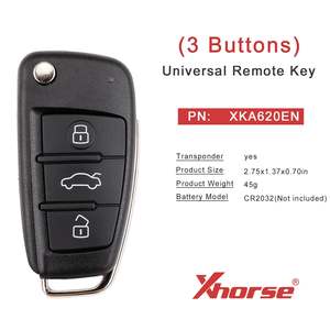 欧盟发货 5 件/批 Xhorse XKA620EN 第二代有线遥控钥匙 奥迪 A6L Q7 翻盖式 <span class=keywords><strong>3</strong></span> 按钮 英文版 - Product Image 6