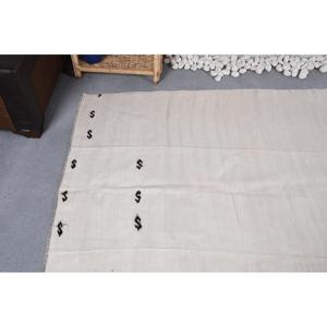 Tapis Kilim turc 4,9x5,3 pi (150x163 cm), tapis oriental vintage blanc - Product Image 5