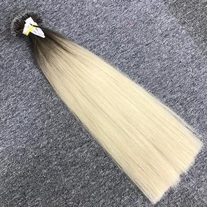 Venta al por mayor Remy Nano Tip Extensiones de cabello humano de estilo recto Mejor calidad 100gr/1 Paquete de máquina Trama doble> = 55% Cabello más largo - Product Image 1
