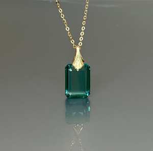 Collar con colgante de Esmeralda colombiana, colgante Art Deco de piedra verde, joyería de esmeralda de plata 925, collar con colgante de piedras preciosas de todos los colores - Product Image 1