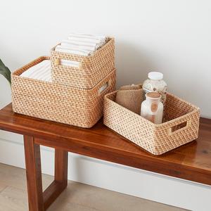 Small Medium <b>Large</b> <b>Wicker</b> Handmade Bamboo Woven Rattan Storage Bin <b>Basket</b> Customized Size Rectangular <b>Baskets</b> - Product Image 3
