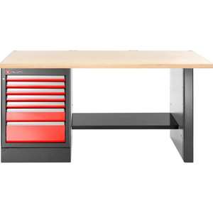 Banc de travail en bois Facom de 2,2 m avec 7 tiroirs hauts et armoire à outils - Product Image 1