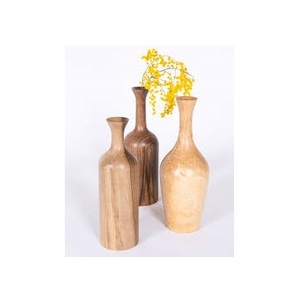 Vases à fleurs en bois massif de forme ronde décoratifs pour table, best-seller, vente la plus chaude, vase à fleurs en bois naturel poli - Product Image 4
