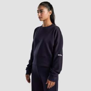 Ensemble sweat-shirt et sweat à capuche pour femme, bleu marine, coupe classique, en tissu de soie tricoté avec technique de broderie - Product Image 3