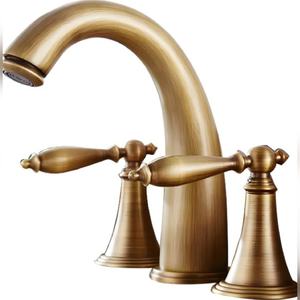 Grifo Mezclador de Lavabo Clásico Tradicional de Latón Antiguo, Doble Manija, 3 Orificios, Montaje en Cubierta, Fabricante y Proveedor Mayorista - Product Image 4