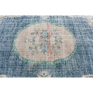 Alfombra Vintage, Alfombra Turca Extra Grande de 6,8x10,3 pies, Alfombra a Cuadros Azul y Blanca - Product Image 5