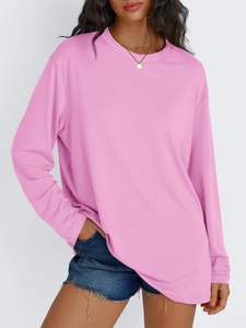 O Neck Basic Lady T-shirt 2025 Pure Color Women Tee Shirt Heavy Cotton Printed Women T Shirts Stylish Women Long Sleeve - Product Image 4