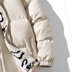 Veste d'hiver matelassée zippée doublée en sherpa pour homme, nouveau logo personnalisé, chaude, épaisse, tendance, extérieur, grande taille, matelassée, bulle 2026 - Product Image 3