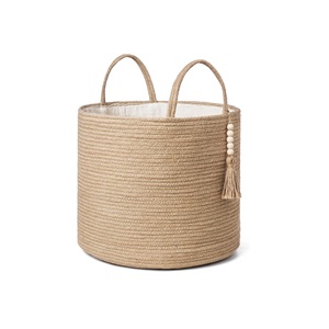 Panier à linge naturel écologique en jute moderne fait à la main 60x170cm maison hôtel utilisation nettoyage vêtements sales chambre salle de bain - Product Image 2