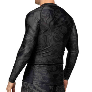 Alta calidad MMA hombres Bjj Rashguard camisa de manga larga logotipo personalizado impreso liso Jiu Jitsu Fitness protección UV Swim Rash Guard - Product Image 3