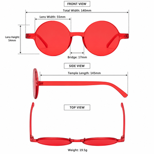 Gafas de Sol Redondas de Color Caramelo con Protección UV, Montura Invisible, Unisex, Lentes de PC, para Fiestas - Product Image 5