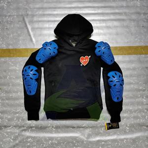 Veste à capuche de moto personnalisée 100% coton CE Blouson de sécurité motard blindé Niveau 2 Coussinets rouges Veste de moto - Product Image 3