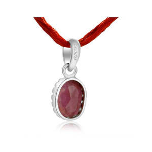 Colgante de Rubí Natural y Astrológico Certificado (Manik) de 3.25-12.25 Ratti con Engaste de Corona de Plata 925, Colgantes y Amuletos Finos - Product Image 2