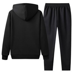 Ensemble de survêtement à capuche en coton 100% uni pour femmes grandes tailles, 2 pièces, polaire chaud, survêtement d'hiver, pantalon de jogging - Product Image 2
