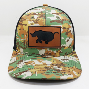 หมวกแก๊ปทรงทรัคเกอร์ลายพราง ปะหนัง 6 แผง ปีกโค้ง ทรงแข็ง ปรับขนาดได้ แบรนด์โปรโมชั่น เวียดนาม - Product Image 1