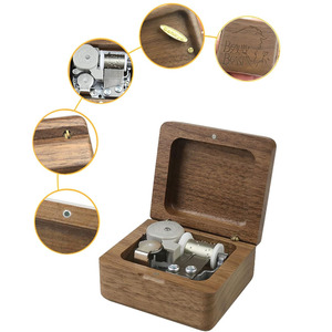 Bán buôn sang trọng màu đen Walnut gỗ âm nhạc Hộp Tùy chỉnh đồ chơi âm nhạc hộp cho trẻ em gió lên Powered - Product Image 4