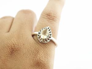 ซิทรินลูกแพร์925เงินสเตอร์ลิงแฮนด์เมดแหวนหมั้นหินวันเกิดเครื่องประดับ - Product Image 3