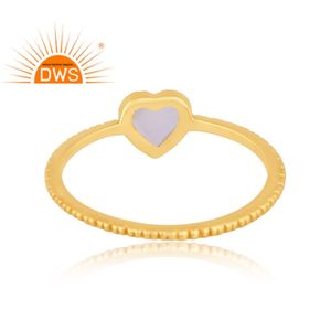 Bague empilable artisanale en argent sterling plaqué or 18 carats avec pierre de lune arc-en-ciel naturelle, fabricant de bijoux demi-fins - Product Image 4