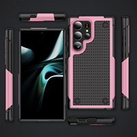 Parfait PC TPU Anti-Chute Stand Holder Coloré Antichoc Mobile Téléphone Cas Protecteur pour Samsung Galaxy S24 Ultra