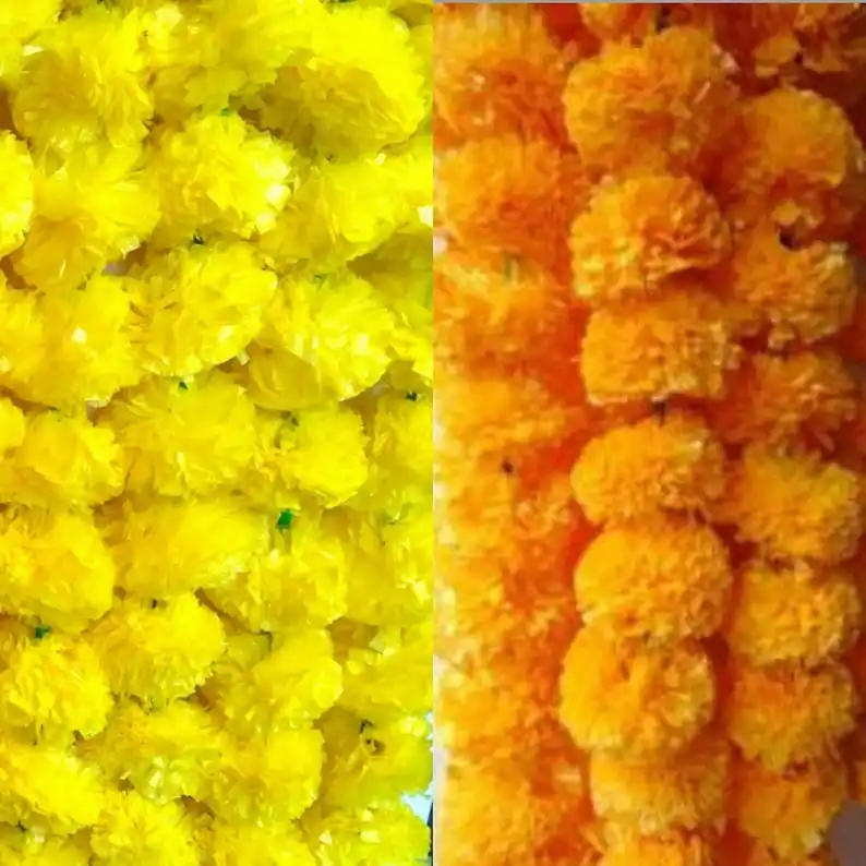 Vente en gros de guirlandes de fleurs artificielles de souci pour décoration de mariage indien guirlandes de fleurs pour mur décoration ethnique pour mariage haldi