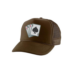 Black Mesh Trucker <b>Hat</b> 6-Panel Adjustable Unisex Casual <b>Cap</b> With Embroidered Playing Cards Design Front Panel - Product Image 2