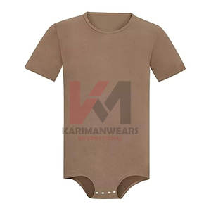 Custom Fit Mens Short Sleeve Bodysuit Round Neck Leotard <b>Romper</b> Pajamas OEM Wholesale Bulk Onesies Wholesalers - Product Image 1