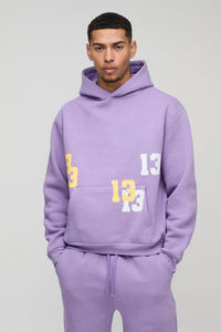 <b>Men</b> s <b>Purple</b> Graphic <b>Hoodie</b> Tracksuit Set Casual Streetwear Fleece Sportswear Two Piece Outfit Winter Comfort - Product Image 2