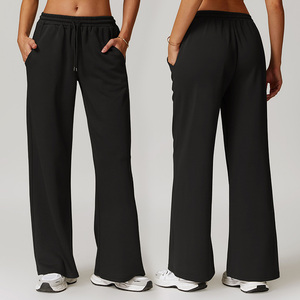 Custom High Quality Women Loose Drawstring Comfort Running Flare Wide Leg Loose Sweatpants - Product Image 4