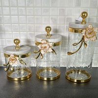Boîte de conservation en verre et laiton doré, motif floral, faite à la main, écologique, cuiseur vapeur, couvercle en marbre, ustensile de cuisine de qualité supérieure pour la table