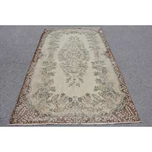 พรมขนแกะสีน้ำตาลเบจแบบดั้งเดิมขนาด5.2x9.4ฟุตงานเย็บปะสี่เหลี่ยมผืนผ้าสไตล์วินเทจสำหรับวัยรุ่นพรมข้างเตียง - Product Image 1