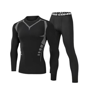 Vêtements de compression pour hommes, manches longues, sous-vêtement de base et legging de compression avec panneau imprimé par sublimation, tenue de sport pour hommes - Product Image 6