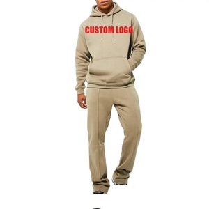 Costume empilé pour hommes streetwear survêtement survêtement pour hommes deux pièces Jogger Flare pantalon ensembles baggy survêtement ensemble - Product Image 1