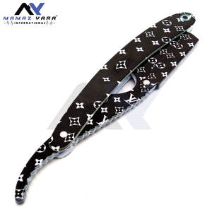 Rasoir droit personnalisé pour hommes et barbiers, meilleur cadeau pour petit ami, rasoirs old school avec manche recouvert de papier pour le rasage - Product Image 5