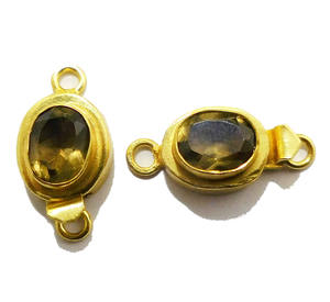 Cierre de caja de 1 hebra para fabricación de joyas Forma ovalada chapada en oro de 18 quilates Piedra preciosa de topacio ahumado 23X11X10MM Producto B618 - Product Image 1