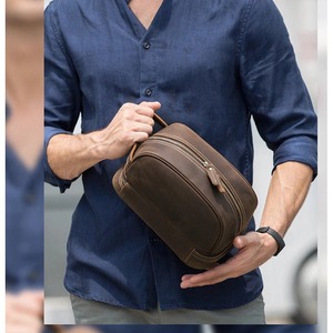 Neceser cosmético de cuero de búfalo de alta calidad con acabado premium y logotipo personalizado, se acepta cuero de búfalo de grano completo refinado - Product Image 4