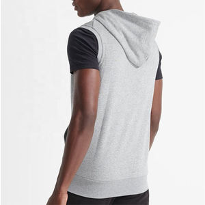 OEM Custom Gym Wear Men Sleeveless Zipper Hoodies Cotton Tank Top Summer Plain Men Workout Sleeveless Hoodies - Product Image 4
