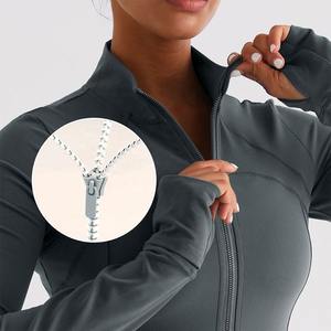 2024 <b>Women's</b> High Quality Long Sleeve Zip Gym Fitness Training Yoga <b>Jacket</b> Comfortable Windbreaker Stomach Control Solid Pattern - Product Image 4