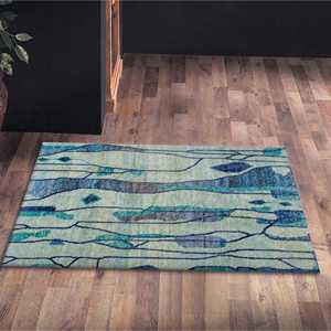 Alfombra Azul Azteca: Alfombra Decorativa con Patrón Étnico Impreso en 3D, Alfombra de Chenilla - Product Image 4