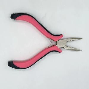 Pince à bec droit en acier au carbone avec poignée rose, 3 trous, pince à cheveux pour extensions de cheveux, outils pour extensions de cheveux - Product Image 5