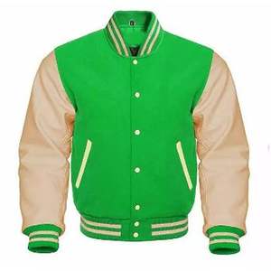 Chaqueta universitaria de béisbol con manga de cuero Vintage Letterman, cadena personalizada, Parche de chenilla bordado para hombres, tejido informal Unisex - Product Image 5