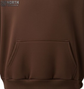 Men Pullover Hoodies Brown Heavyweight 100% Cotton Blank Drop Shoulder Hoodies With No <b>String</b> Oversized 450 gsm hoodie - Product Image 3