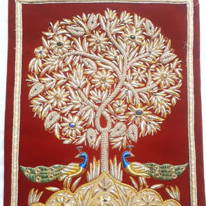 Colgante de pared de pavo real bordado a mano 2025 tapiz de terciopelo decorativo indio Zari espejo trabajo exportación calidad evaluación - Product Image 6