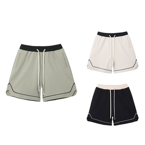 2025 nuevos pantalones cortos deportivos de verano de gran tamaño para hombres 100% algodón tela satinada ecológica 120gsm Color sólido personalizable de alta calidad - Product Image 1