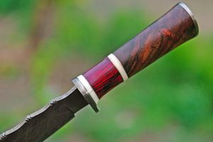 มีดดามัสกัสเหล็กดำรงชีพกลางแจ้งทำด้วยมือแบบดั้งเดิมใบมีดคงที่พร้อมปลอกหนังสำหรับล่าสัตว์และตั้งแคมป์ - Product Image 5