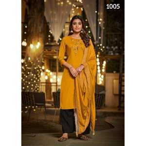 Kurti Maslin de Primera Calidad para Bodas y Fiestas con Interior y Trabajo Pesado de Khatli, con Dupatta con Trabajo de Tejido, en Venta a Precio Económico - Product Image 1