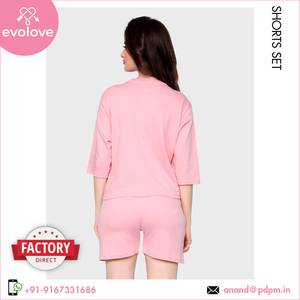 Experts 100% coton Supersoft Anti-Bacterial Ladies' Summer XL Plus Size 2 pièces bleu vert Shoder Pama Shorts Lounge Wear Set - Product Image 6