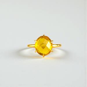 แหวนพลอยสีเหลืองทองทรงรีขนาด 8x12 มม. ทำจากเงินแท้ 925 - แหวนพลอยทรงเหลี่ยมสำหรับคนเกิดเดือนพฤศจิกายน - Product Image 1