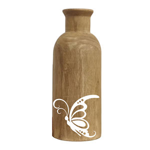 Premium Engraved <b>Wood</b> Flower Vase Small Cylindrical Desktop Vase for Dried Flowers Custom Logo Available Wooden Flower Vase - Product Image 5