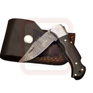 มีดเหล็กดามัสกัสทำด้วยมือสำหรับ1095C & 15n20ใบมีดคงที่ทองเหลืองด้ามเป็นเขาวัวสำหรับการตั้งแคมป์ล่าสัตว์การอยู่รอด EDC - Product Image 1